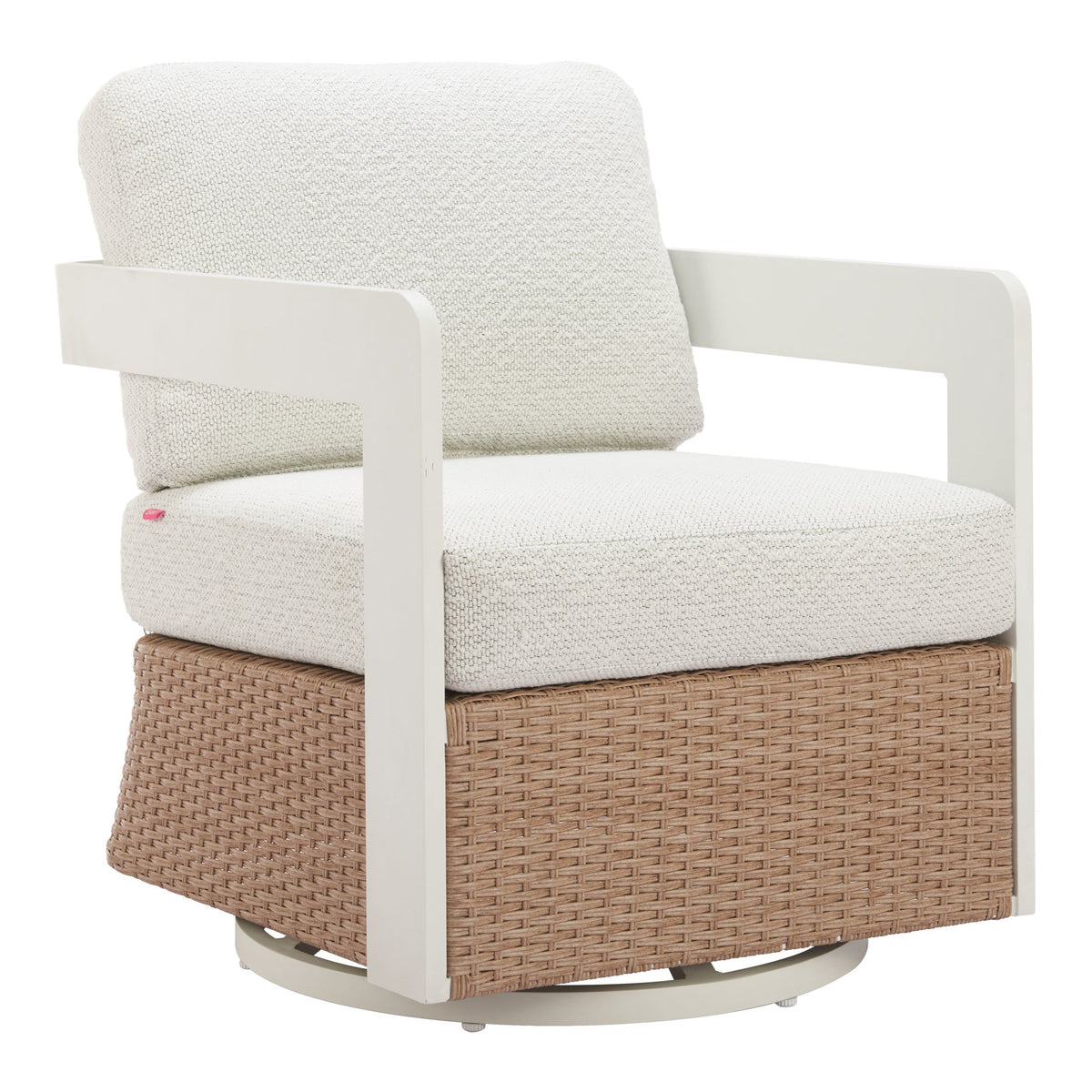 Gelo Outdoor Patio Swivel Chair, White & Brown