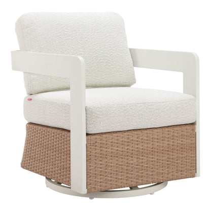 Gelo Outdoor Patio Swivel Chair, White & Brown