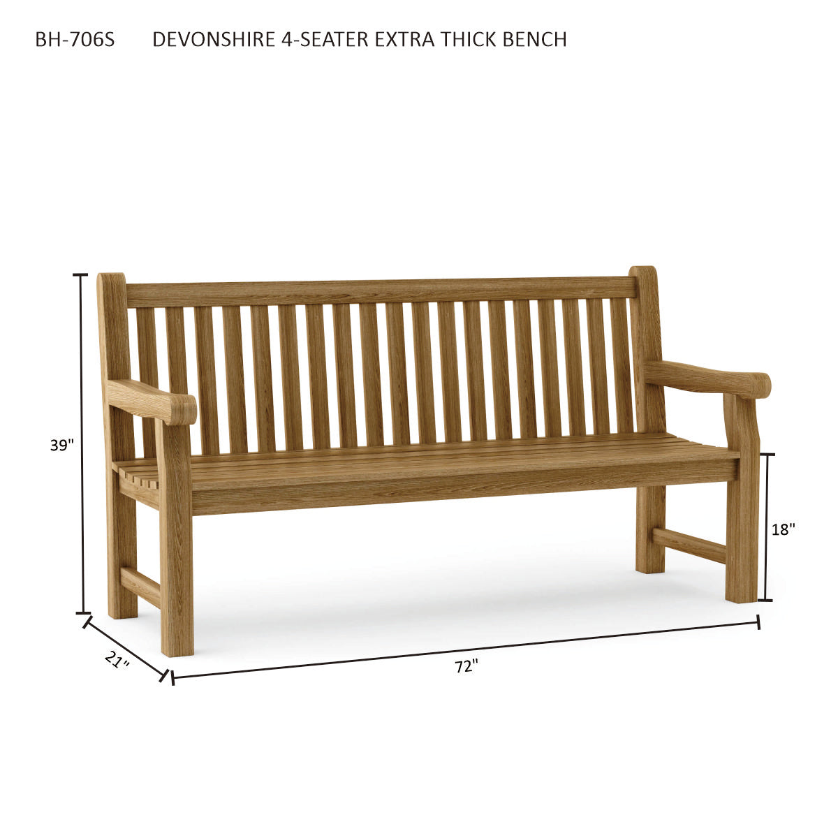 Anderson Teak Devonshire 4-Seater Extra Thick Bench