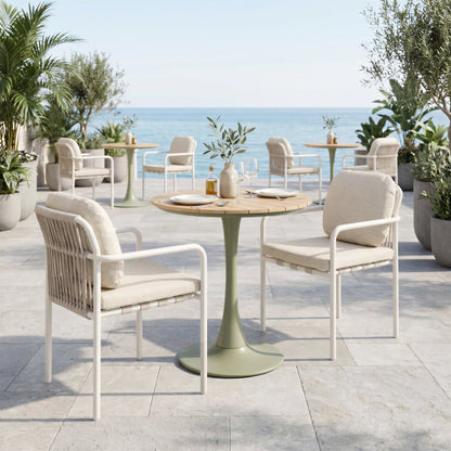 Aite Outdoor Patio Dining Chair, Set of 2, Beige