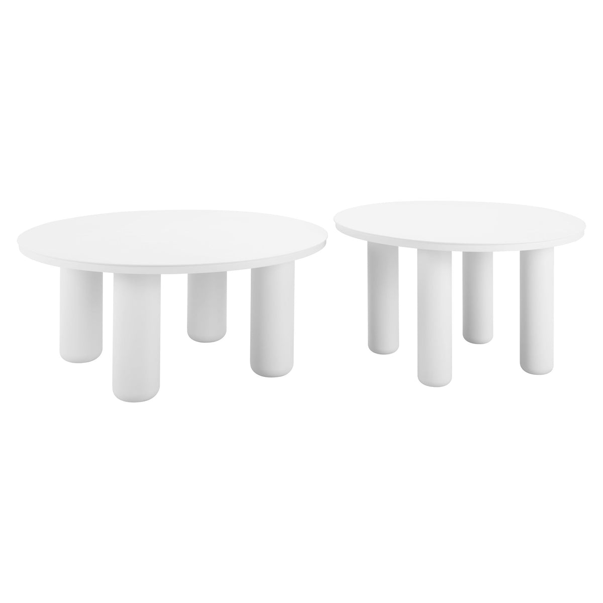 Ola Outdoor Patio Coffee Table Set, 2-Piece, White
