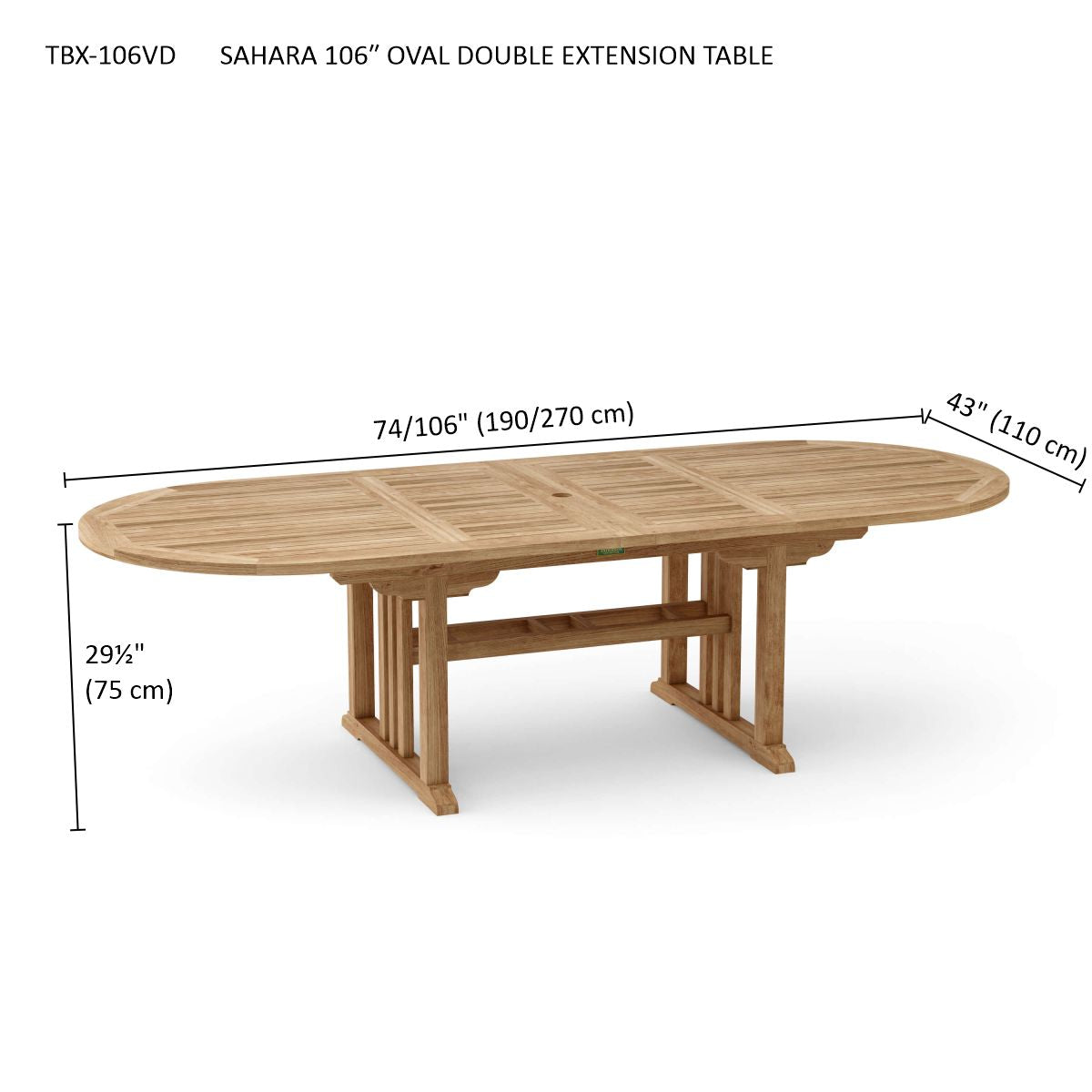 Anderson Teak Sahara 106" Oval Double Ext. Table