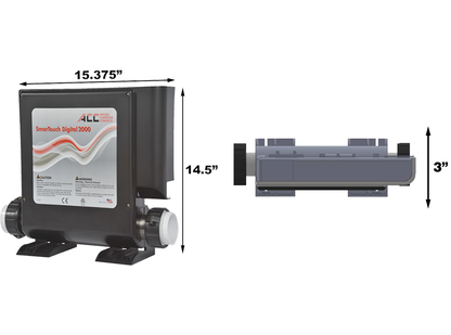 ACC SmarTouch Digital 2000 low flow spa control dimensions drawing for planning the install