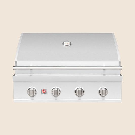 Summerset Sizzler 32 inch built-in natural gas grill, stainless steel, lid closed