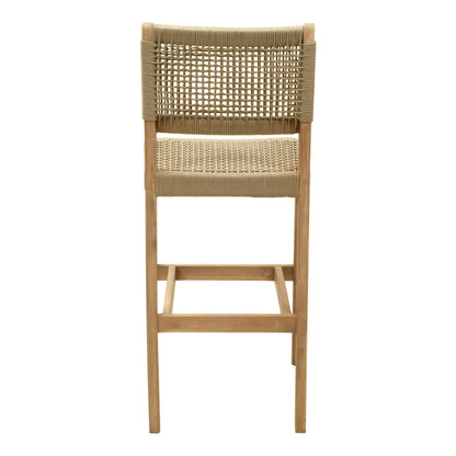 Corde Outdoor Patio Barstool, Beige