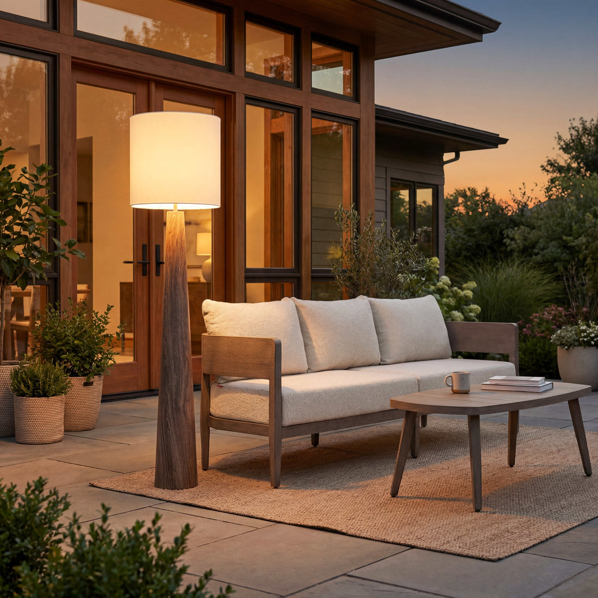 Woonari Outdoor Solar Floor Lamp, Brown