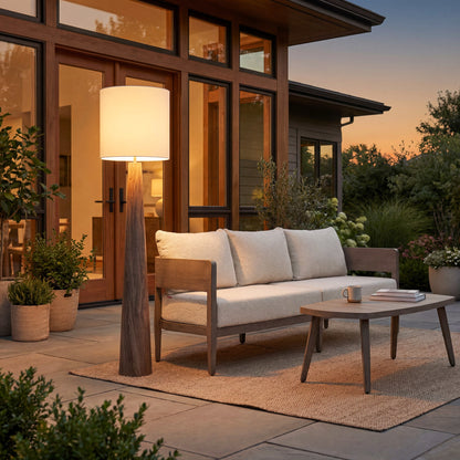 Woonari Outdoor Solar Floor Lamp, Brown