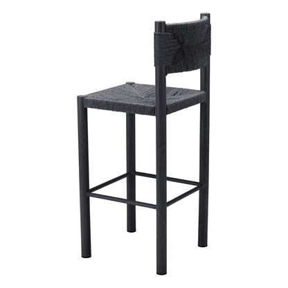 Iska Outdoor Patio Barstool, Set of 2, Black