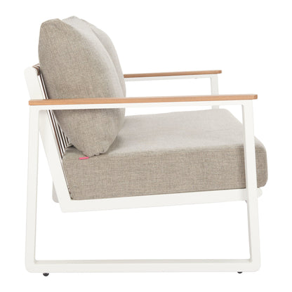 Welt Outdoor Patio Sofa, Taupe & White