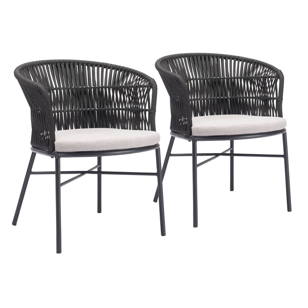 Freycinet Outdoor Patio Dining Chair, Set of 2, Black