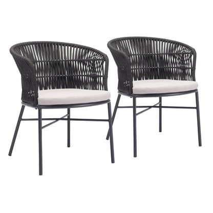 Freycinet Outdoor Patio Dining Chair, Set of 2, Black