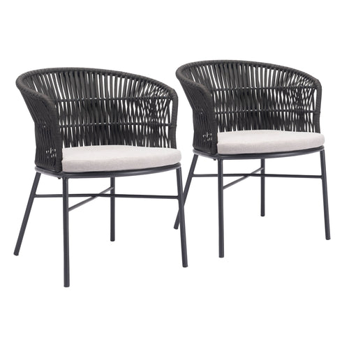 Freycinet Outdoor Patio Dining Chair, Set of 2, Black