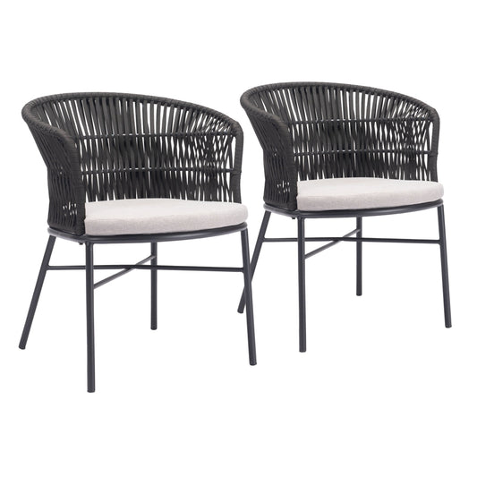 Freycinet Outdoor Patio Dining Chair, Set of 2, Black