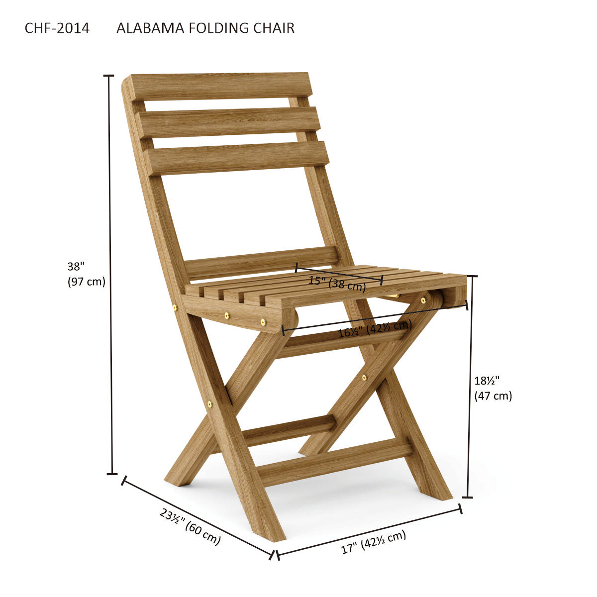 Anderson Teak Alabama Folding Chair (Sold as a pair)