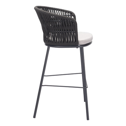 Freycinet Outdoor Patio Barstool, Set of 2, Black