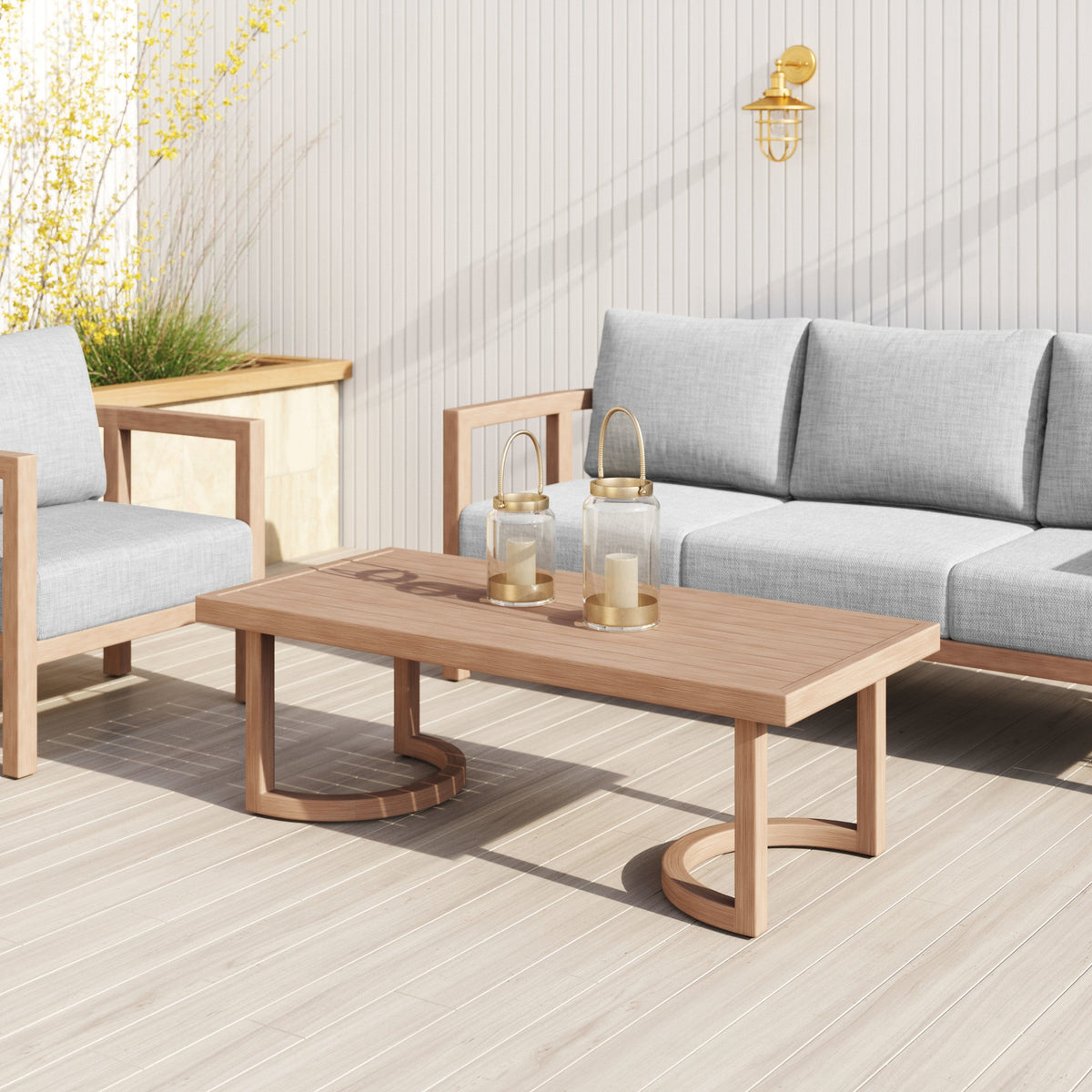 Leto Outdoor Patio Coffee Table, Brown