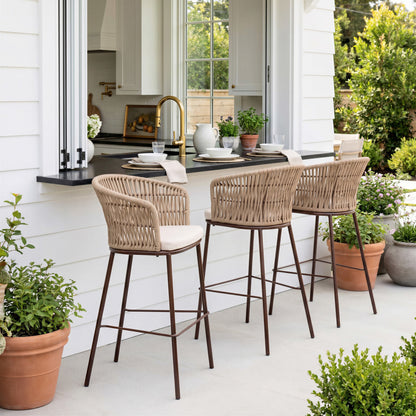Freycinet Outdoor Patio Barstool, Set of 2, Natural