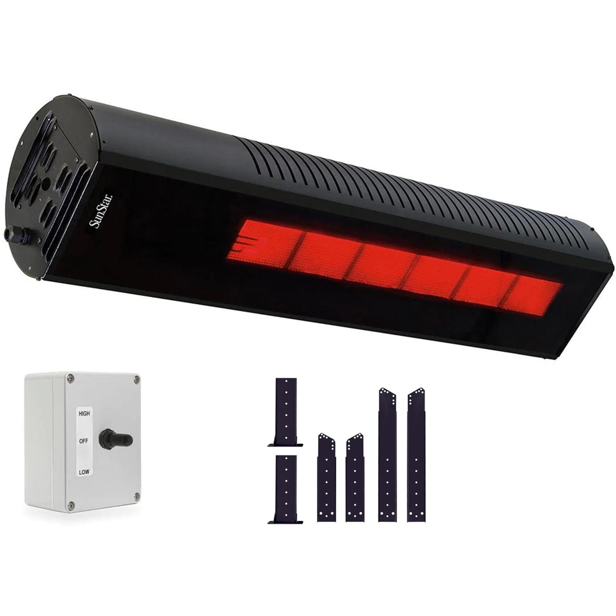 Sunstar L7 SGL1560 package, 35,000 BTU propane infrared heater with switch and adjustable mounting kit
