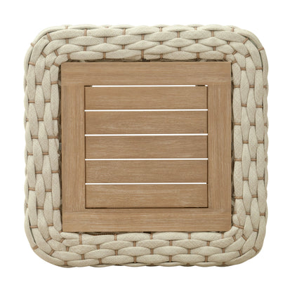 Antul Outdoor Patio Coffee Table, White & Natural