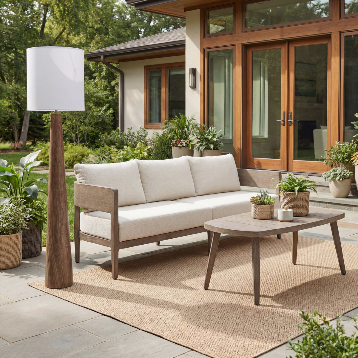 Woonari Outdoor Solar Floor Lamp, Brown