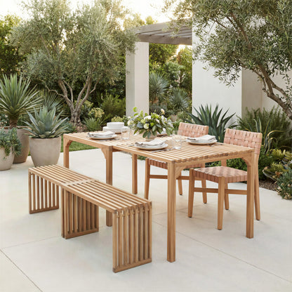 Riviera Outdoor Patio Extendable Bench, Set of 2, Natural