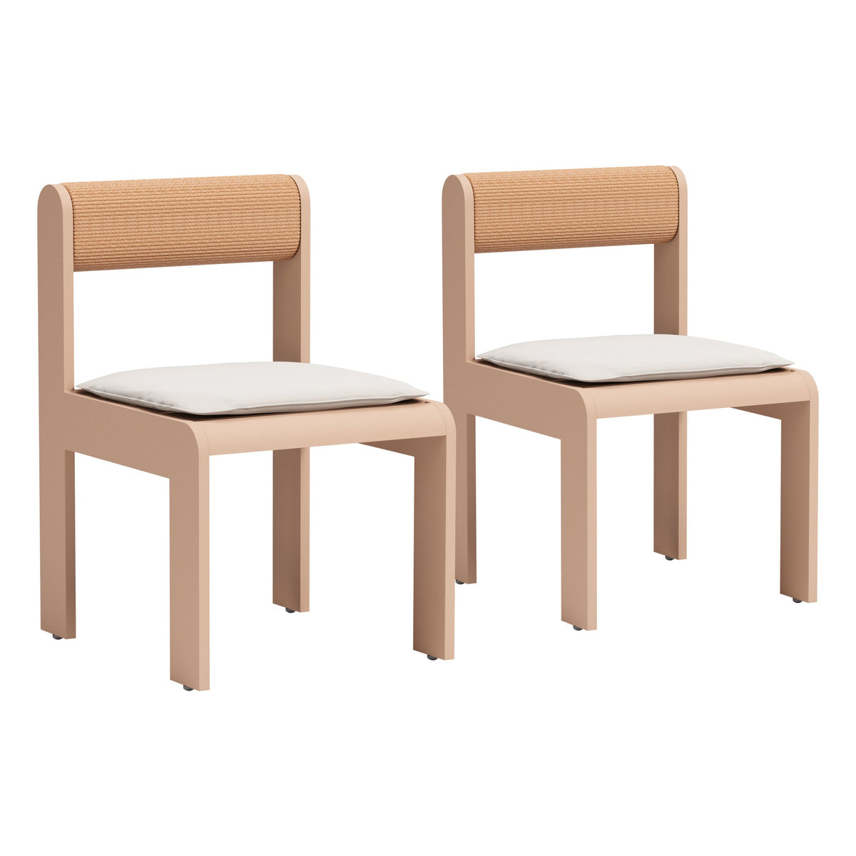 Island Outdoor Patio Dining Chair, Set of 2, White