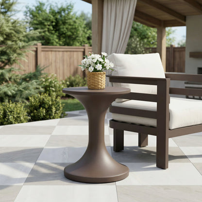 Arka Outdoor Patio Side Table, Brown