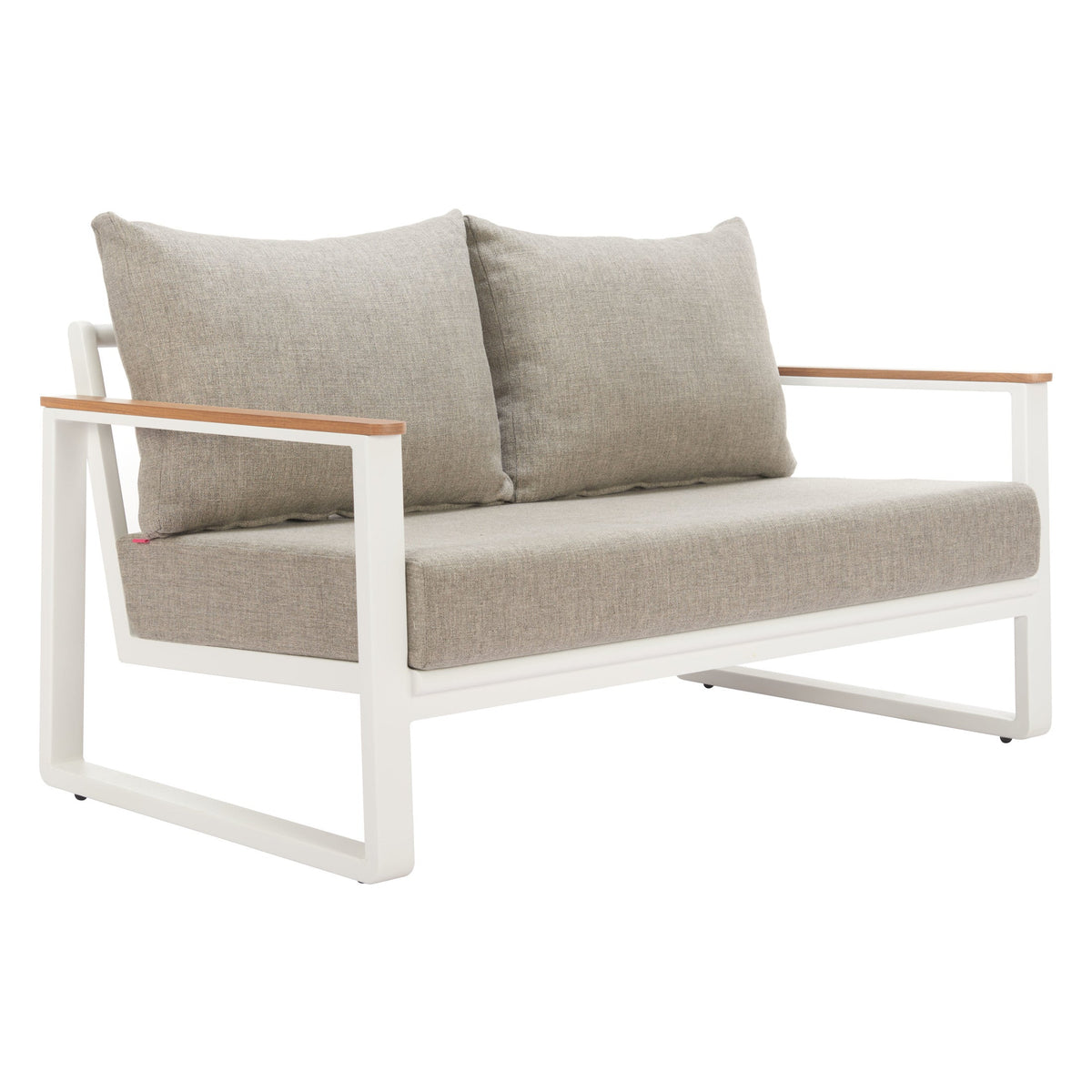 Welt Outdoor Patio Sofa, Taupe & White