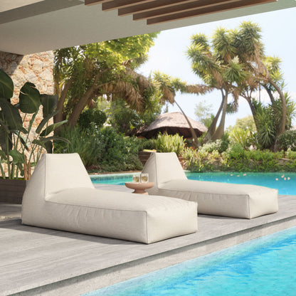 Kalm Outdoor Patio Chaise Lounge, Beige