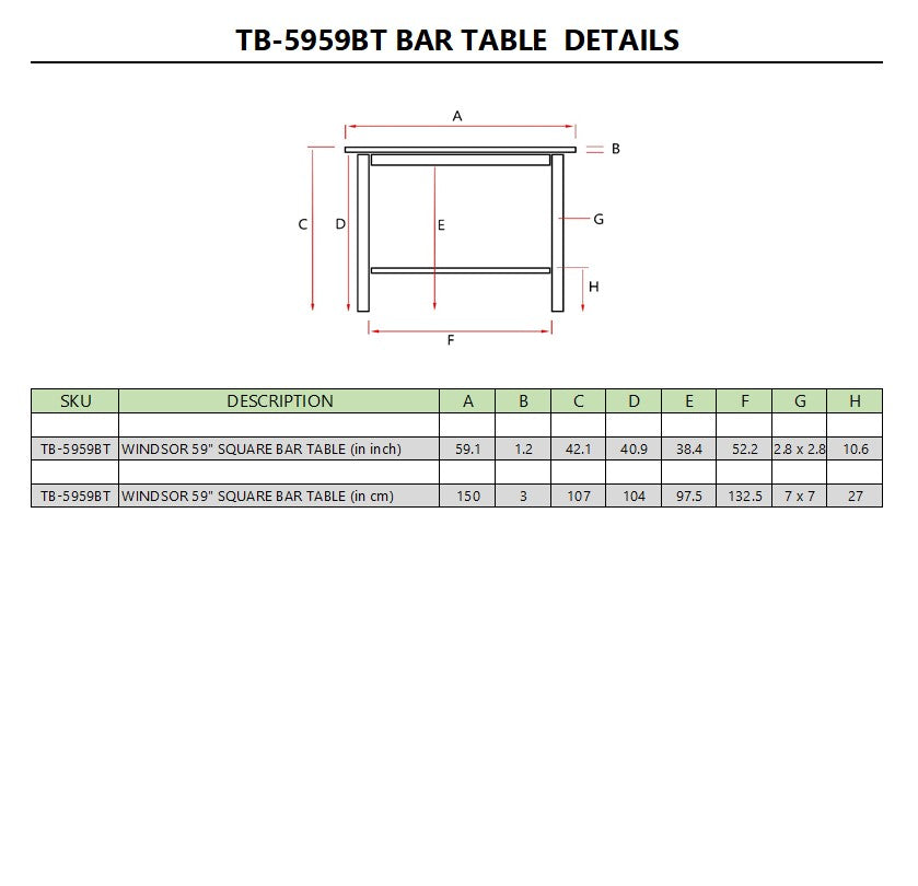 Anderson Teak Windsor 59" Square Bar Table
