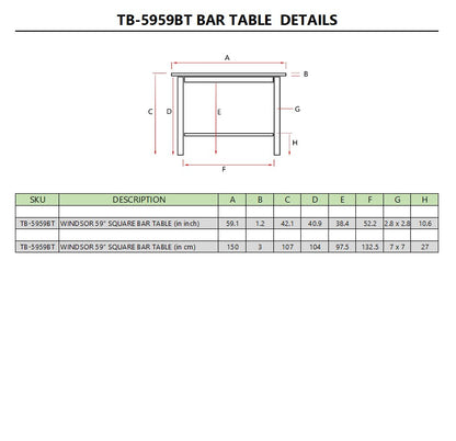 Anderson Teak Windsor 59" Square Bar Table