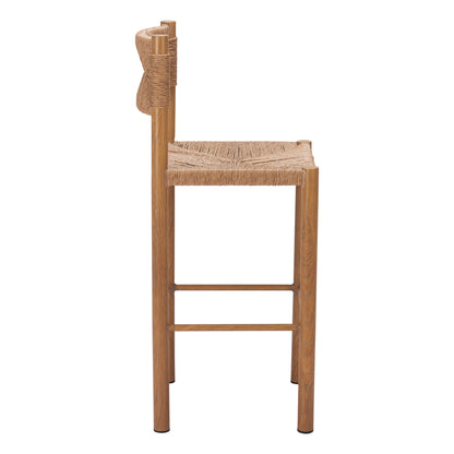 Iska Outdoor Patio Barstool, Set of 2, Natural