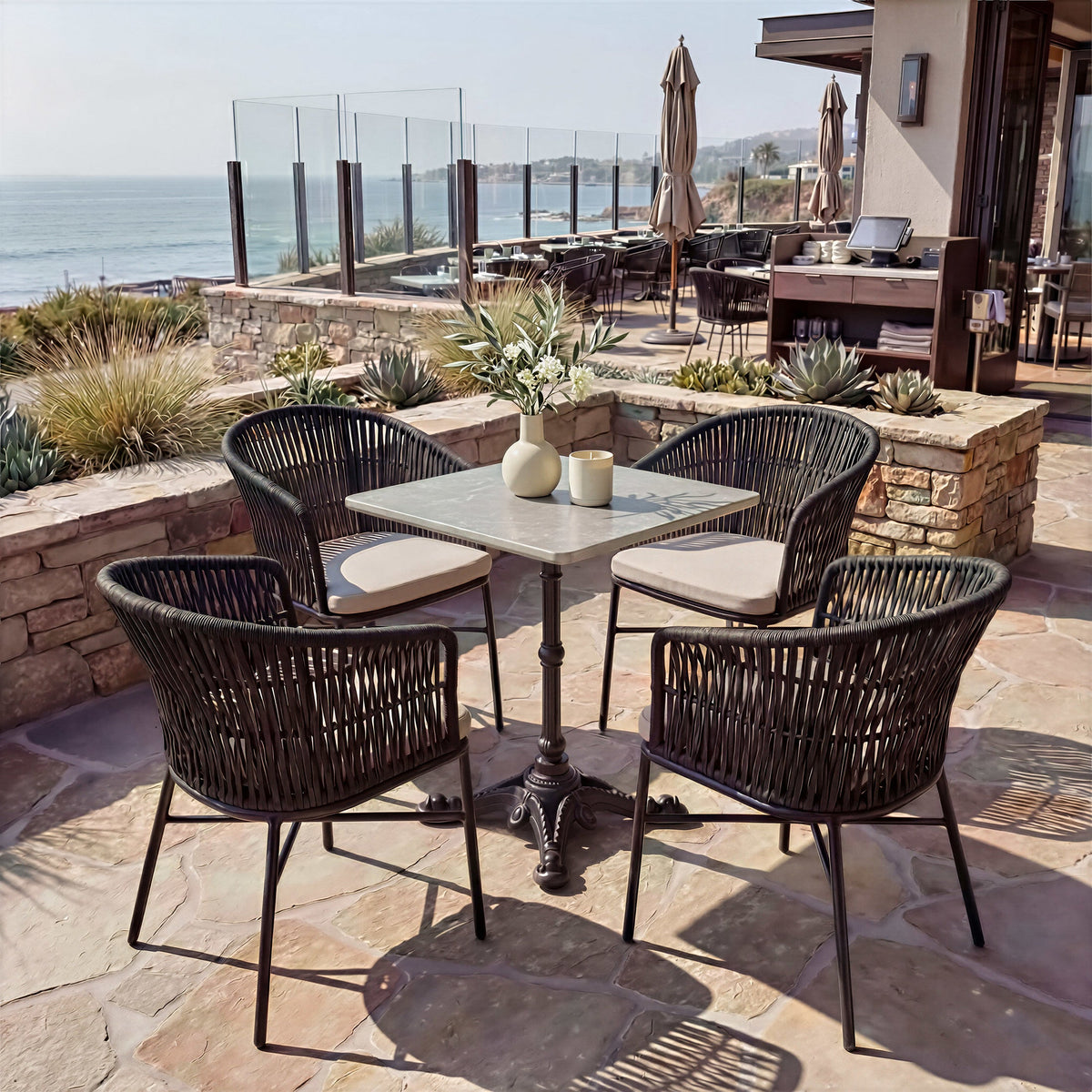 Freycinet Outdoor Patio Dining Chair, Set of 2, Black
