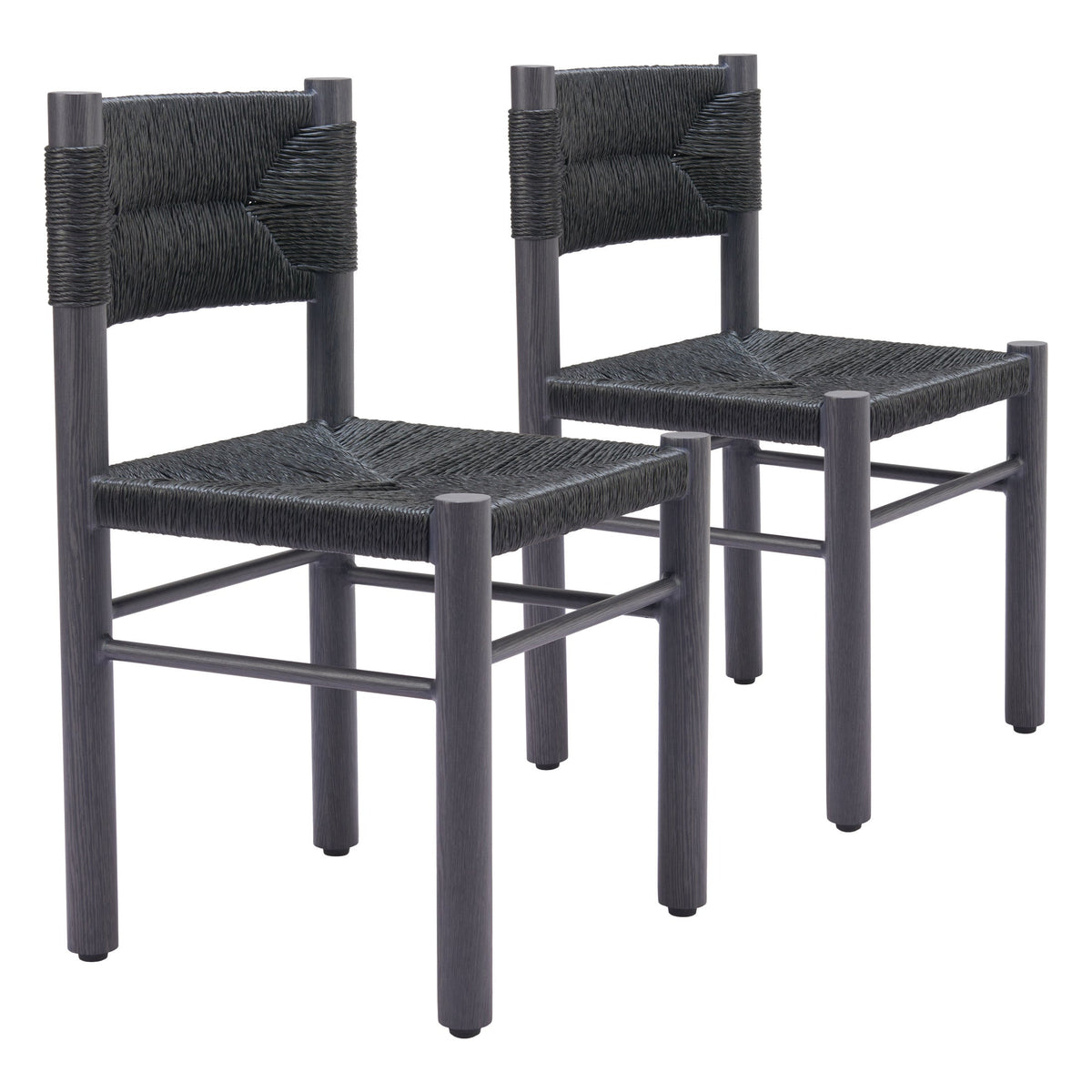 Iska Outdoor Patio Dining Chair, Set of 2, Black