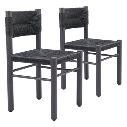 Iska Outdoor Patio Dining Chair, Set of 2, Black