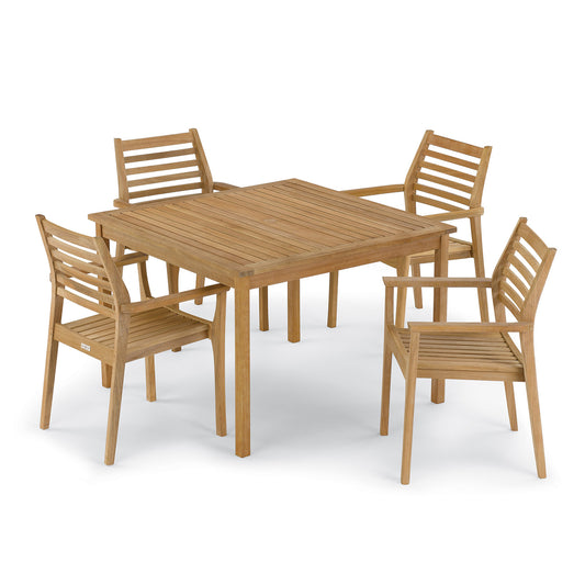 Oxford Garden Mera 5-Piece Square 42 inch Dining Set shown on a plain white background