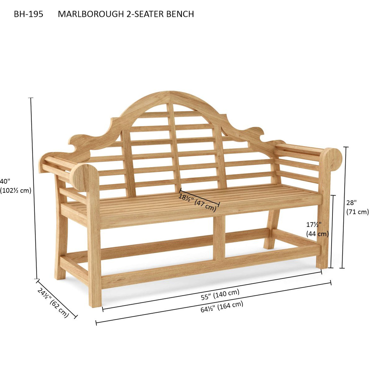 Anderson Teak Marlborough 2-Seater Bench
