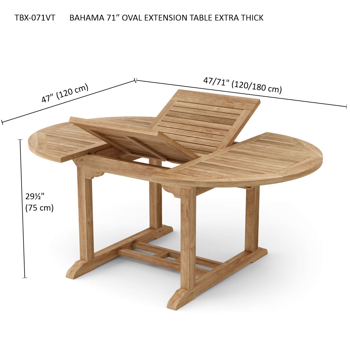 Anderson Teak Bahama 71" Oval Extension Table Extra Thick Wood