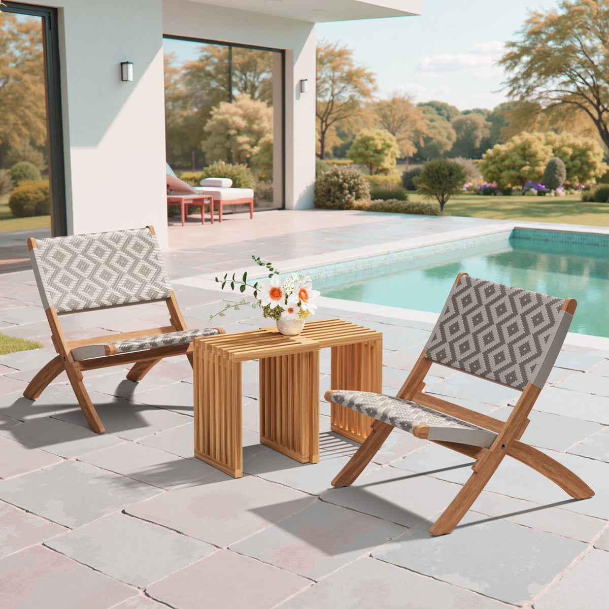 Riviera Outdoor Patio Extendable Stool, Set of 2, Natural