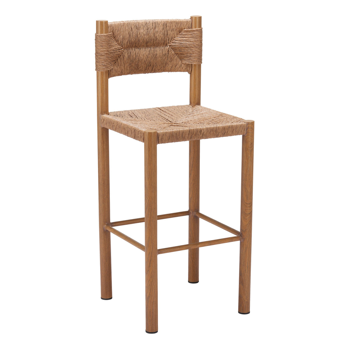 Iska Outdoor Patio Barstool, Set of 2, Natural