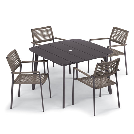 Oxford Garden Eiland 5-Piece Square 45 inch Dining Set shown on a plain white background