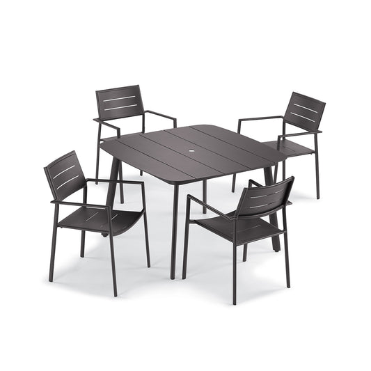 Oxford Garden Eiland 5-Piece 45 inch Dining Set, Carbon shown on a plain white background