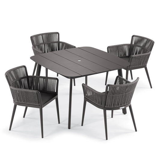 Oxford Garden Nette 5-Piece Square 45 inch Dining Set shown on a plain white background