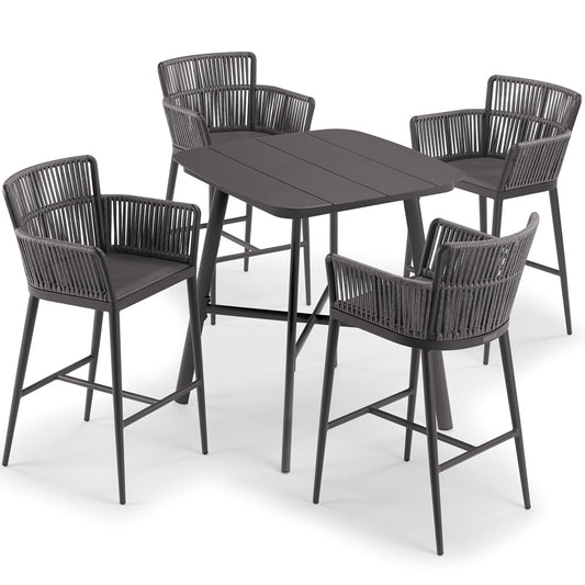Oxford Garden Nette 5-Piece Square 36 inch Bar Set shown on a plain white background