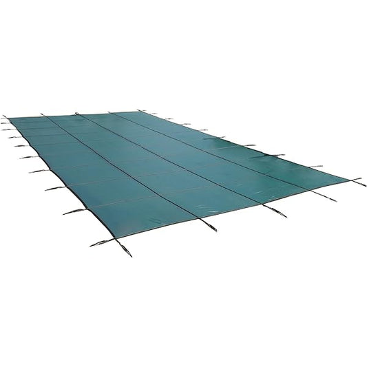 Merlin 16x32ft Rectangle 4 x 8-Feet Left 1ft Off Duramesh Safety In Ground Swimming Pool Cover | 19M-M-GR