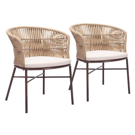 Freycinet Outdoor Patio Dining Chair, Set of 2, Natural