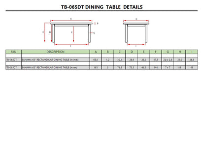 Anderson Teak Bahama 65" Rectangular Table