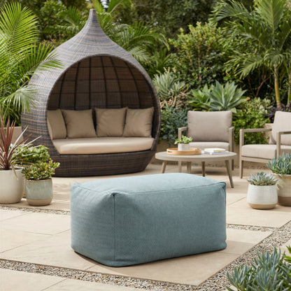 Aroz Outdoor Patio Ottoman, Green