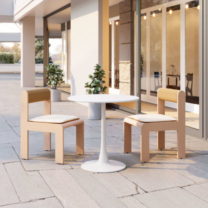 Island Outdoor Patio Dining Chair, Set of 2, White