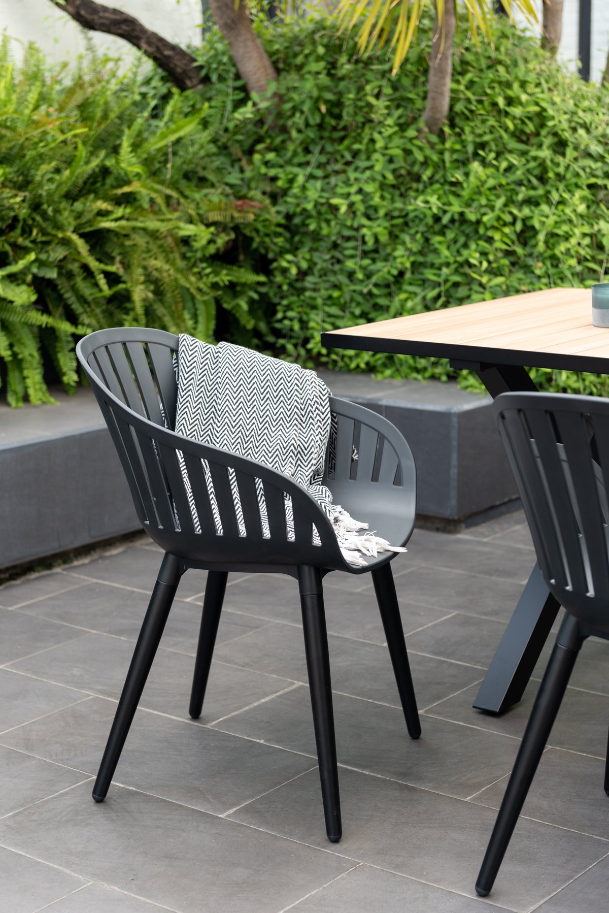 LifestyleGarden Panama Dark 7 Piece Patio Dining Set with Nassau Chairs